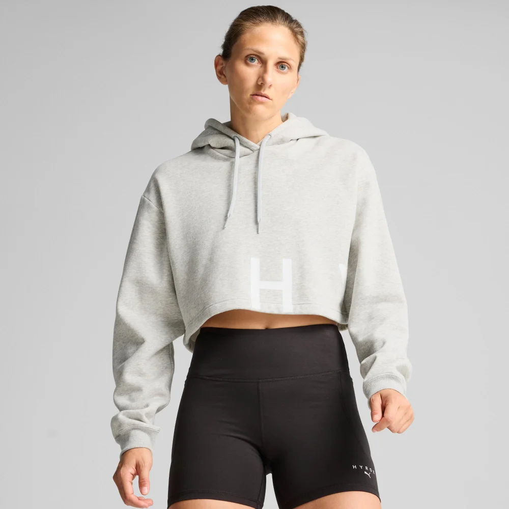 Womens PUMA x HYROX Heavyweight Hoodie - Grey - S Image 1