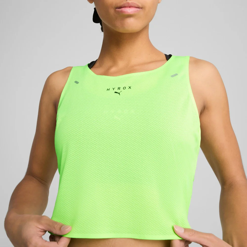 Womens PUMA x HYROX ULTRASPUN CROP TANK - Green - S Image 1