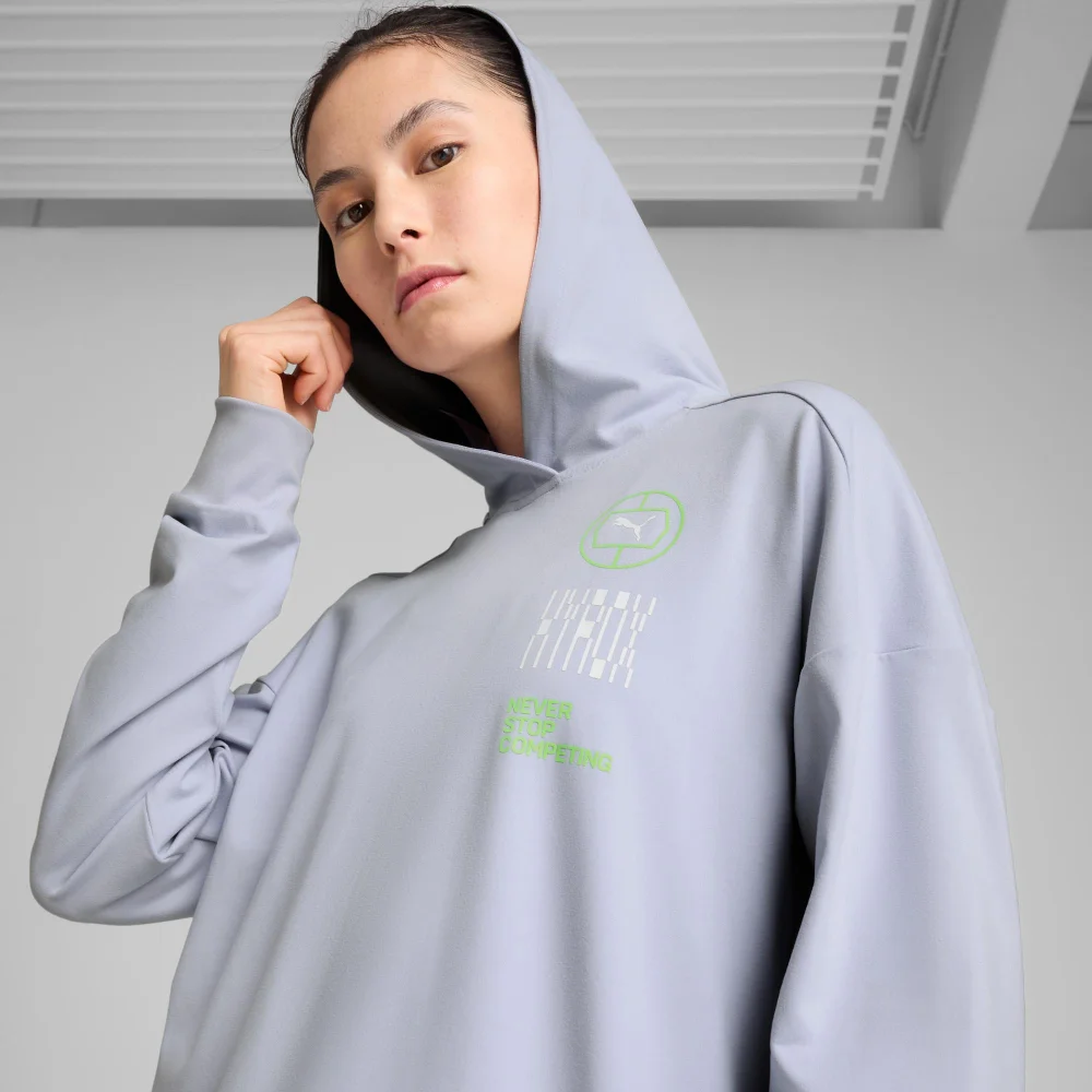 Womens PUMA x HYROX Cloudspun Hoodie - Blue - S Image 1