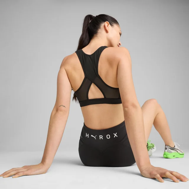 Womens PUMA x HYROX Mid Impact Bra - Black