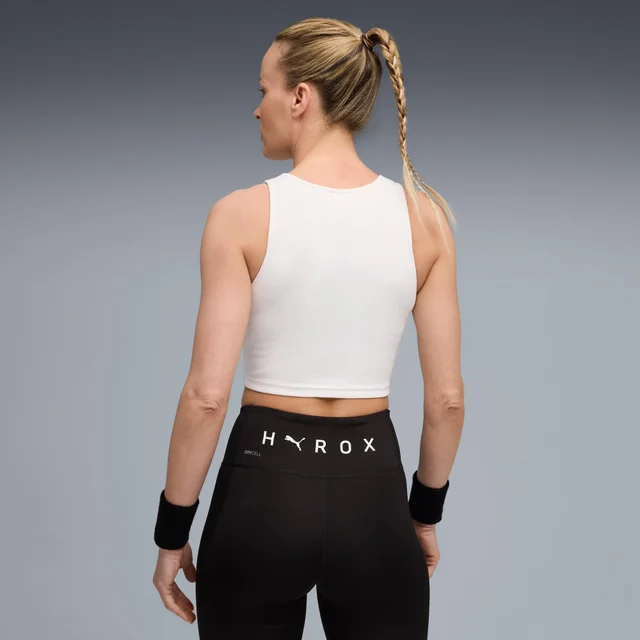 Womens PUMA x HYROX RIB CROP TANK - White