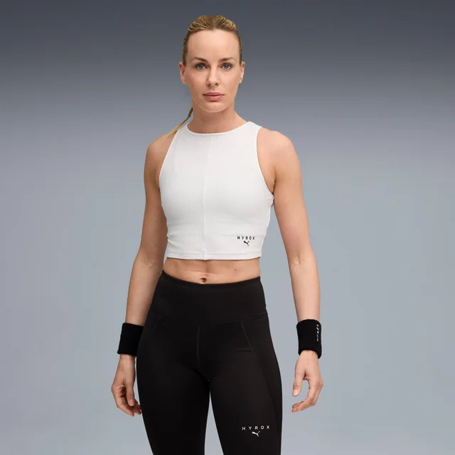 Womens PUMA x HYROX RIB CROP TANK - White
