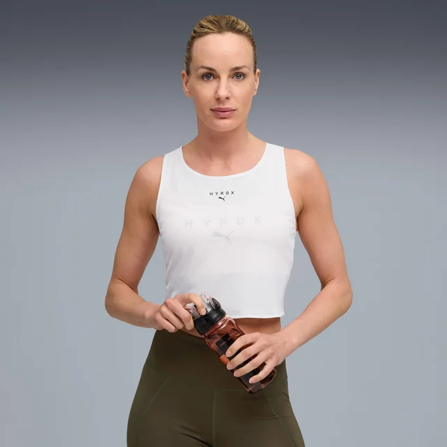 Womens PUMA x HYROX ULTRASPUN CROP TANK - White