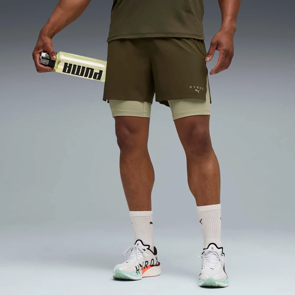 Mens PUMA x HYROX 2in1 TRAIN SHORT - Green - S Image 1