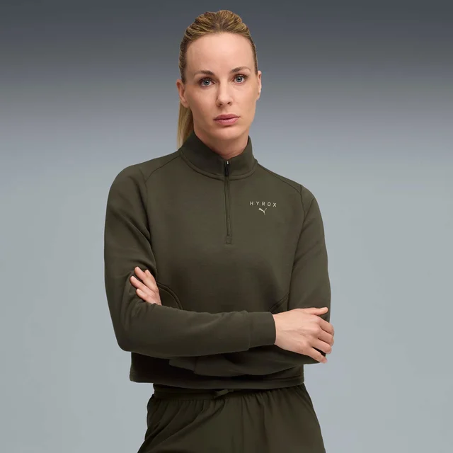 Womens PUMA x HYROX CLOUDSPUN 1/4 ZIP - Green