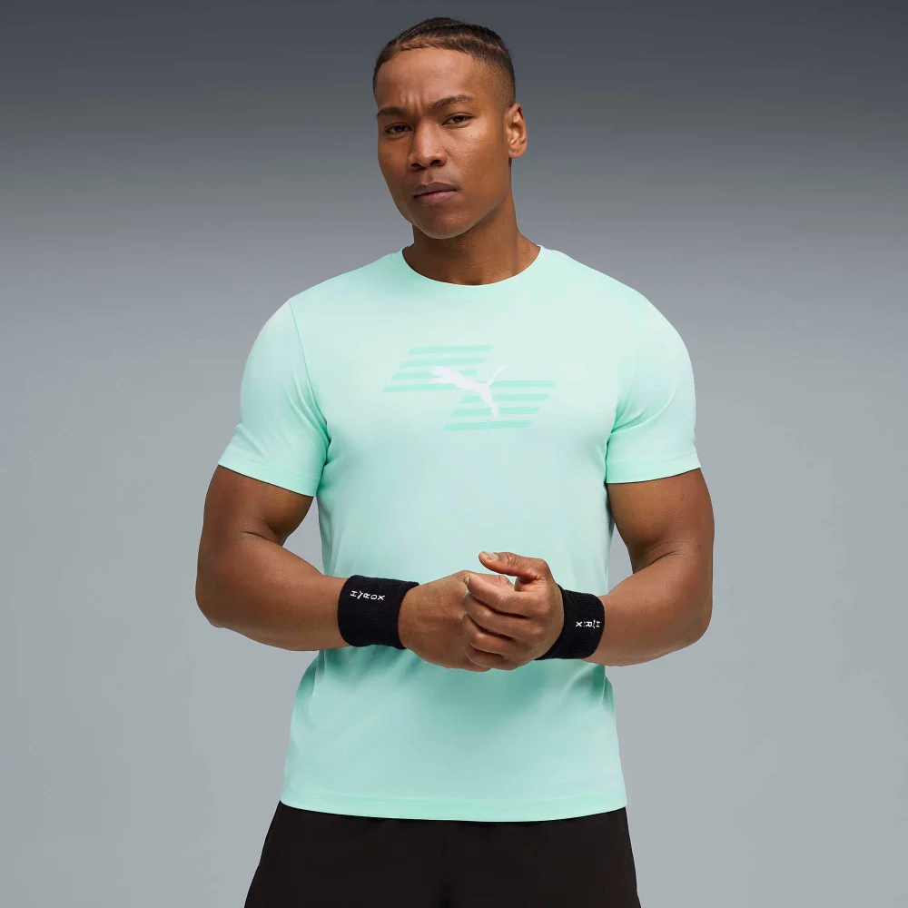 Mens PUMA x HYROX POLY GRAPHIC TEE - Green - S Image 1