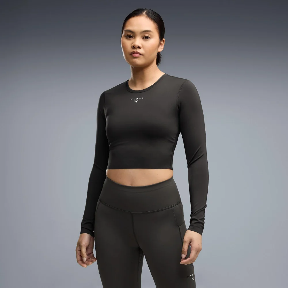 WOMEN'S PWRMODE CROPPED LS - black - XS Image 1